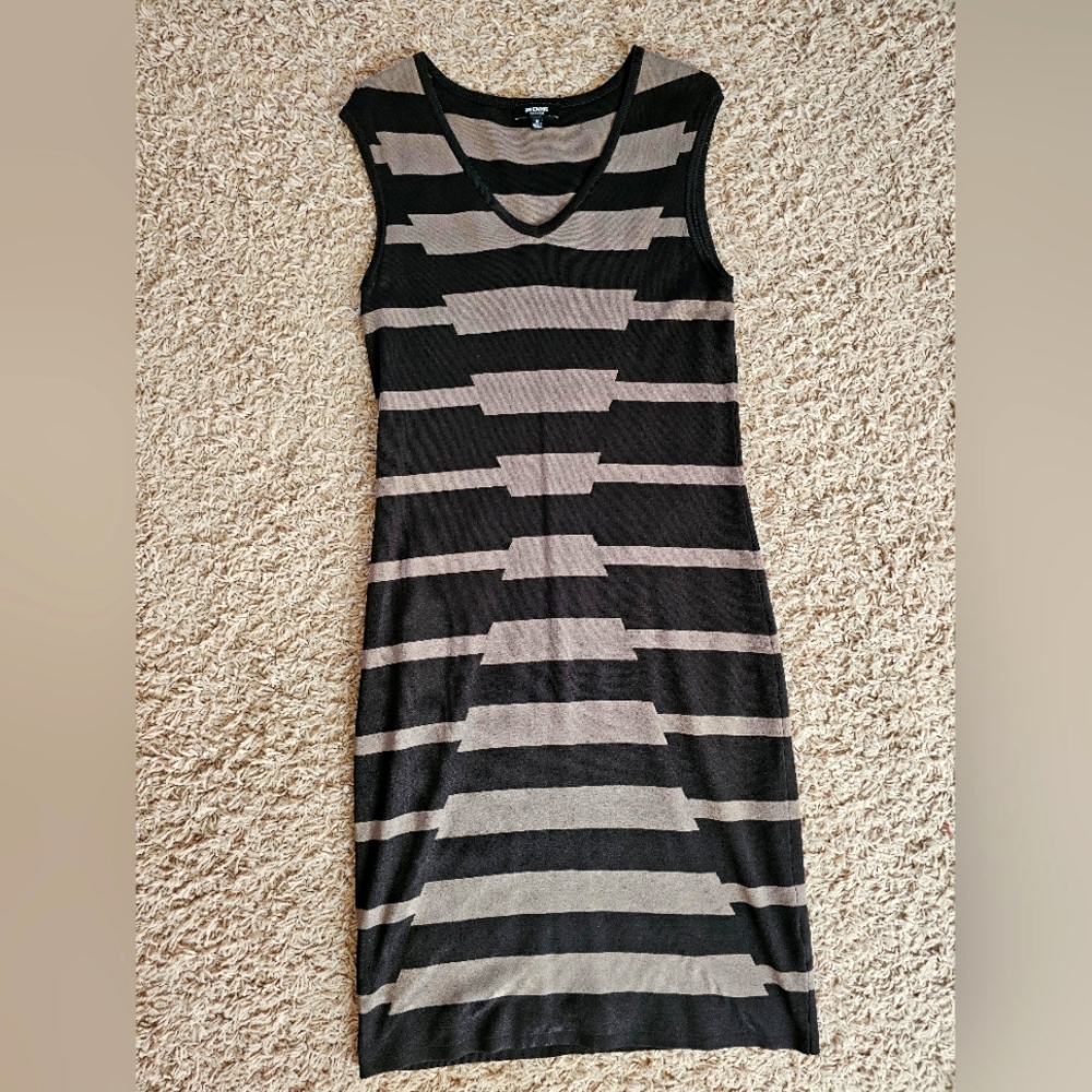 Medium dress, black and tan,  sleeveless